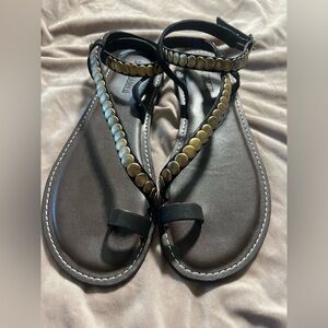 Boho Steve Madden Black Sandals with Metallic Accents